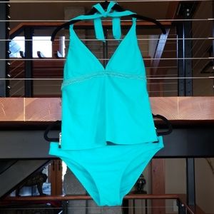 Turquoise tankini swimsuit